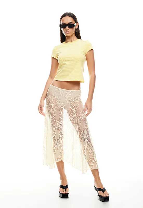 IN BLOOM LACE MIDI SKIRT - CORNSILK sold by Lioness