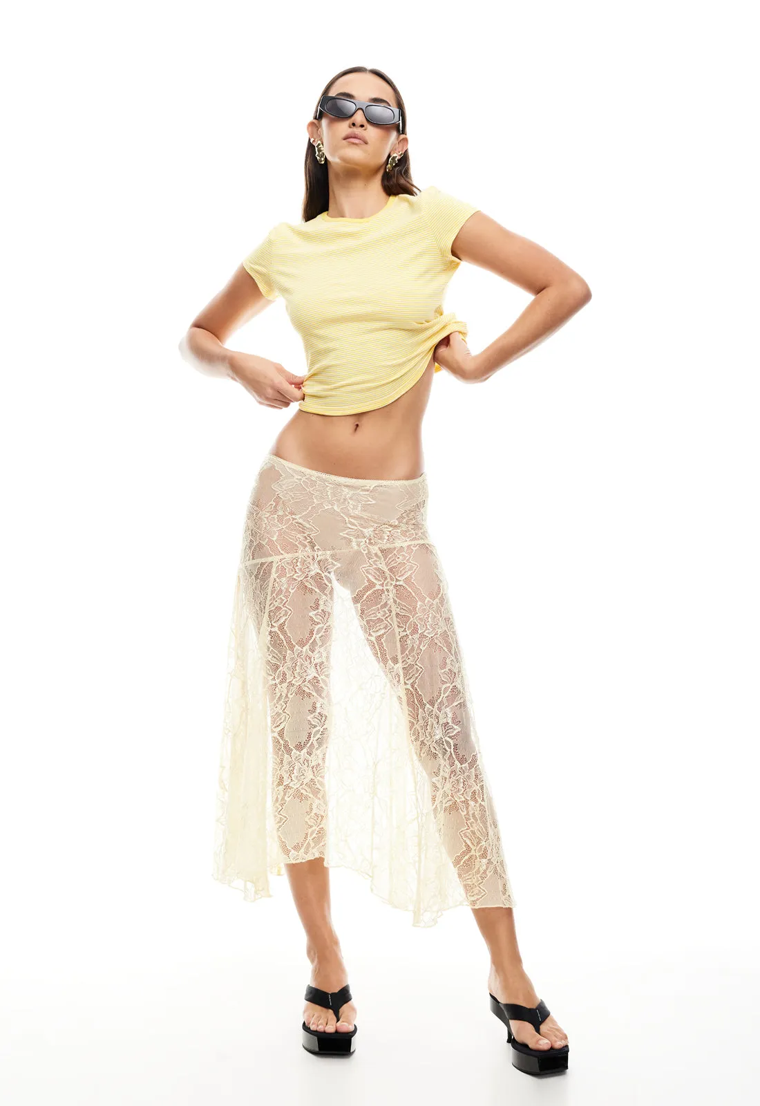 IN BLOOM LACE MIDI SKIRT - CORNSILK sold by Lioness product image thumbnail 3