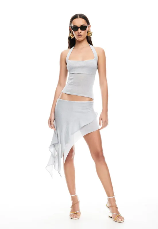 PALISADES MINI SKIRT - SILVER made by Lioness