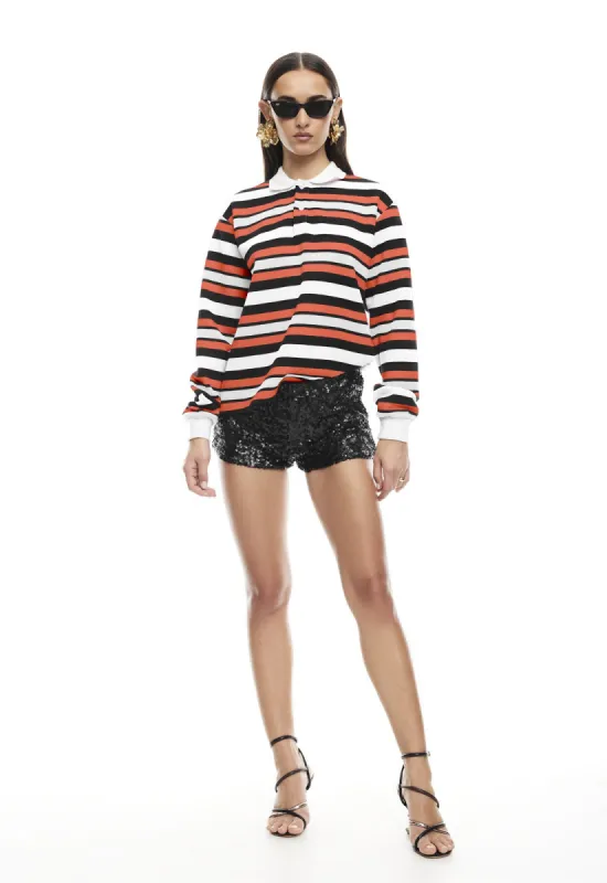 LEISURE LONG SLEEVE POLO - RED MULTI sold by Lioness