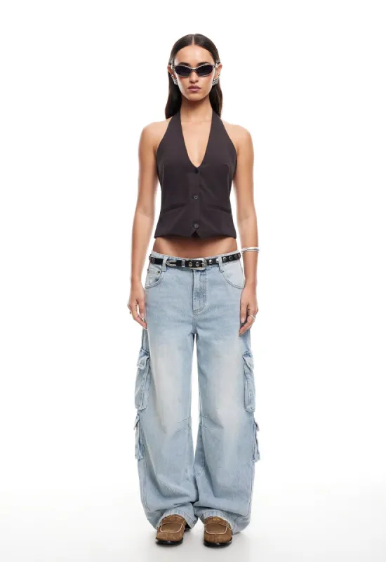 RENEWAL HALTER TOP - ONYX sold by Lioness