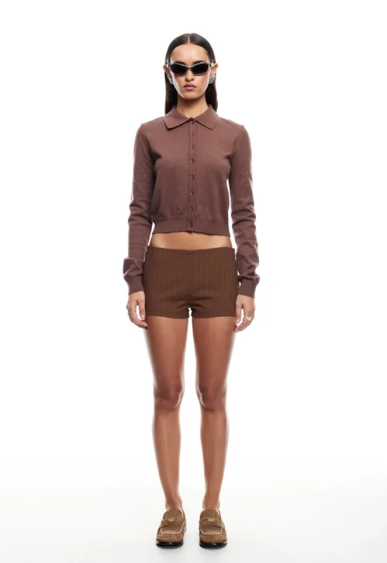 REBORN MINI SHORT - CHOCOLATE PINSTRIPE sold by Lioness