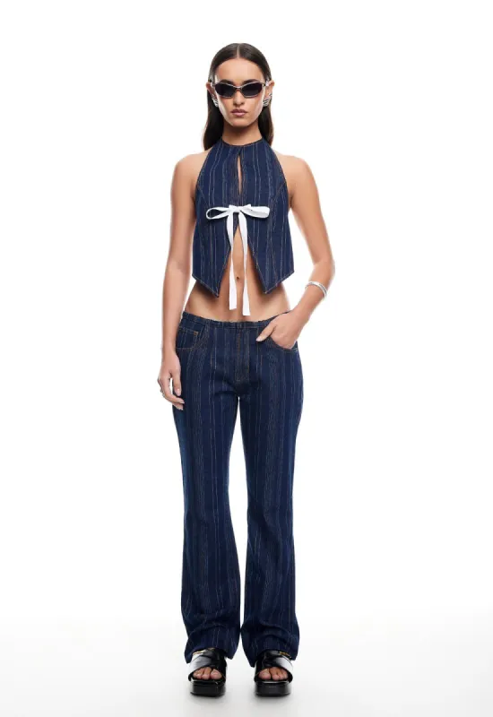 CHARISMATIC JEAN - DARK DENIM STRIPE sold by Lioness