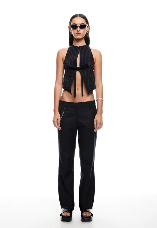BUTTERFLY TIE TOP - ONYX PINSTRIPE sold by Lioness