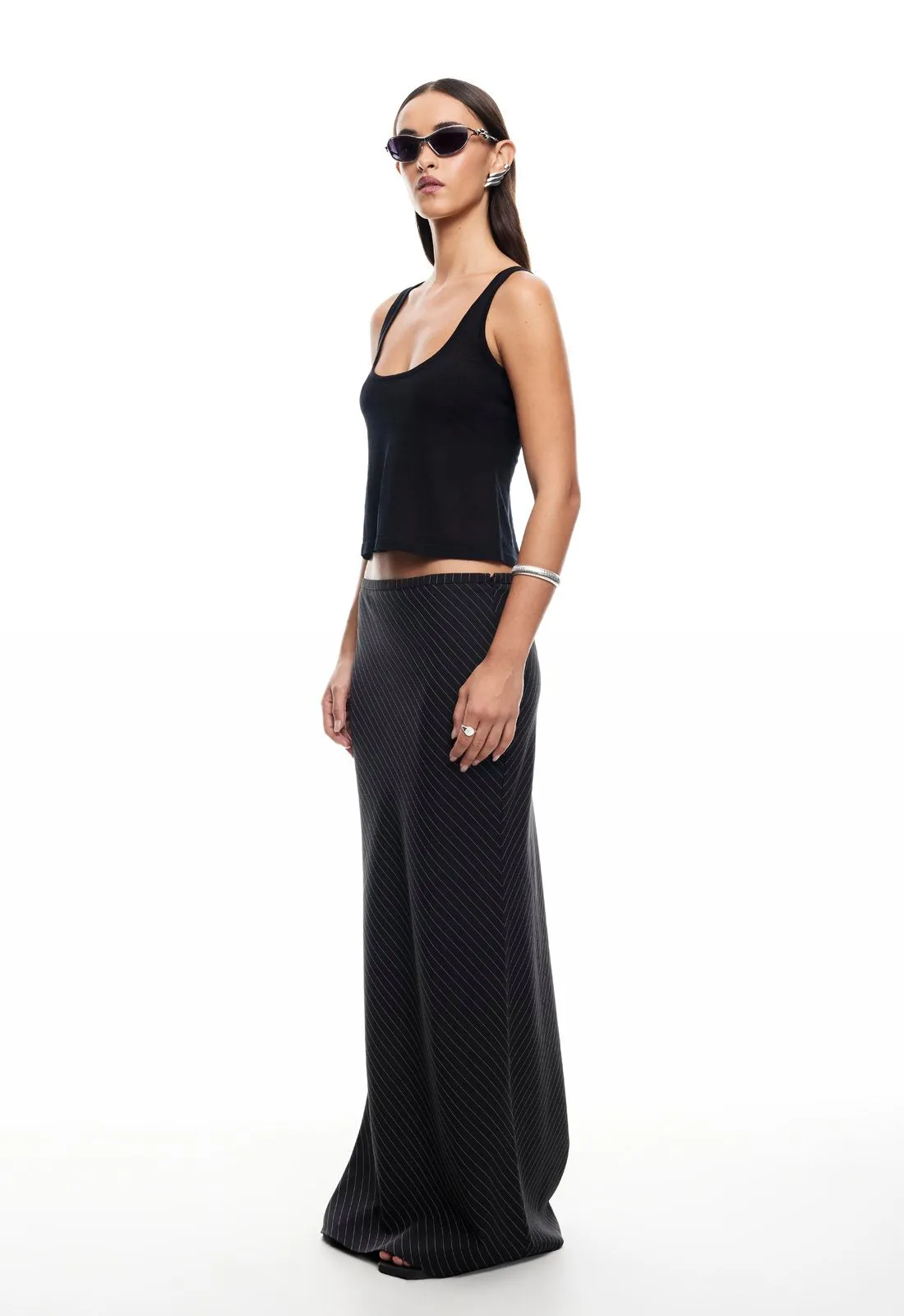 ENDLESS MAXI SKIRT - ONYX PINSTRIPE sold by Lioness product image thumbnail 3