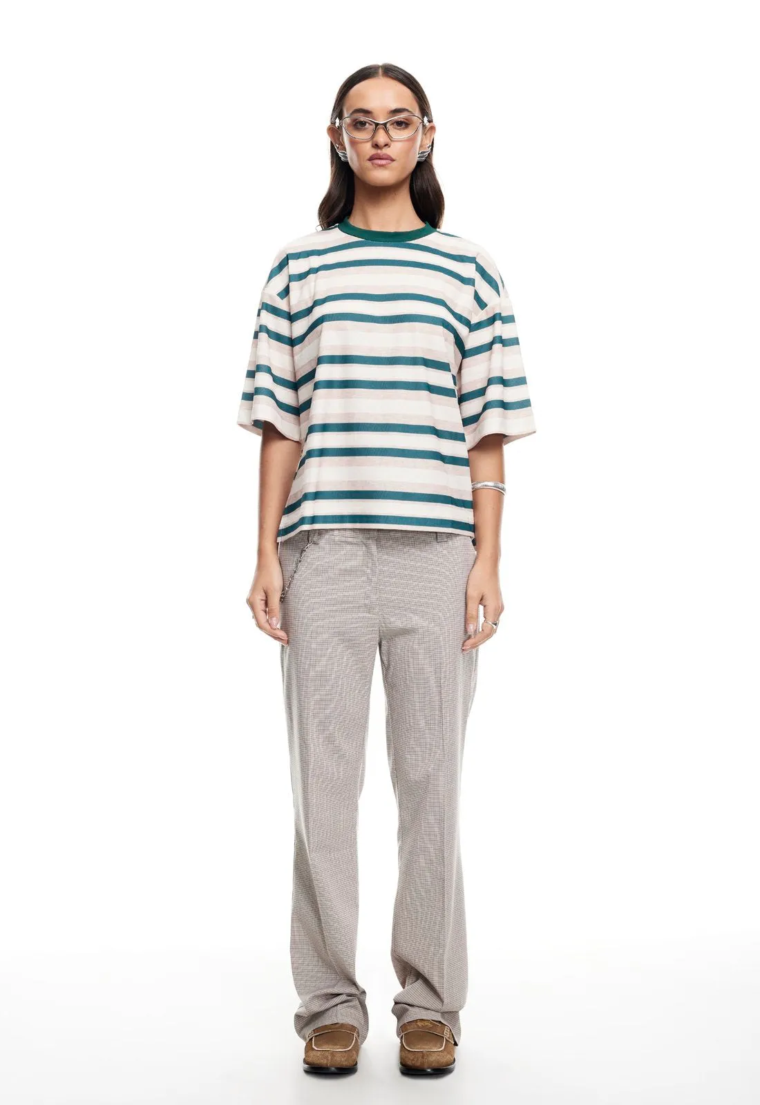 EMERGING TEE - GREEN STRIPE sold by Lioness product image thumbnail 3