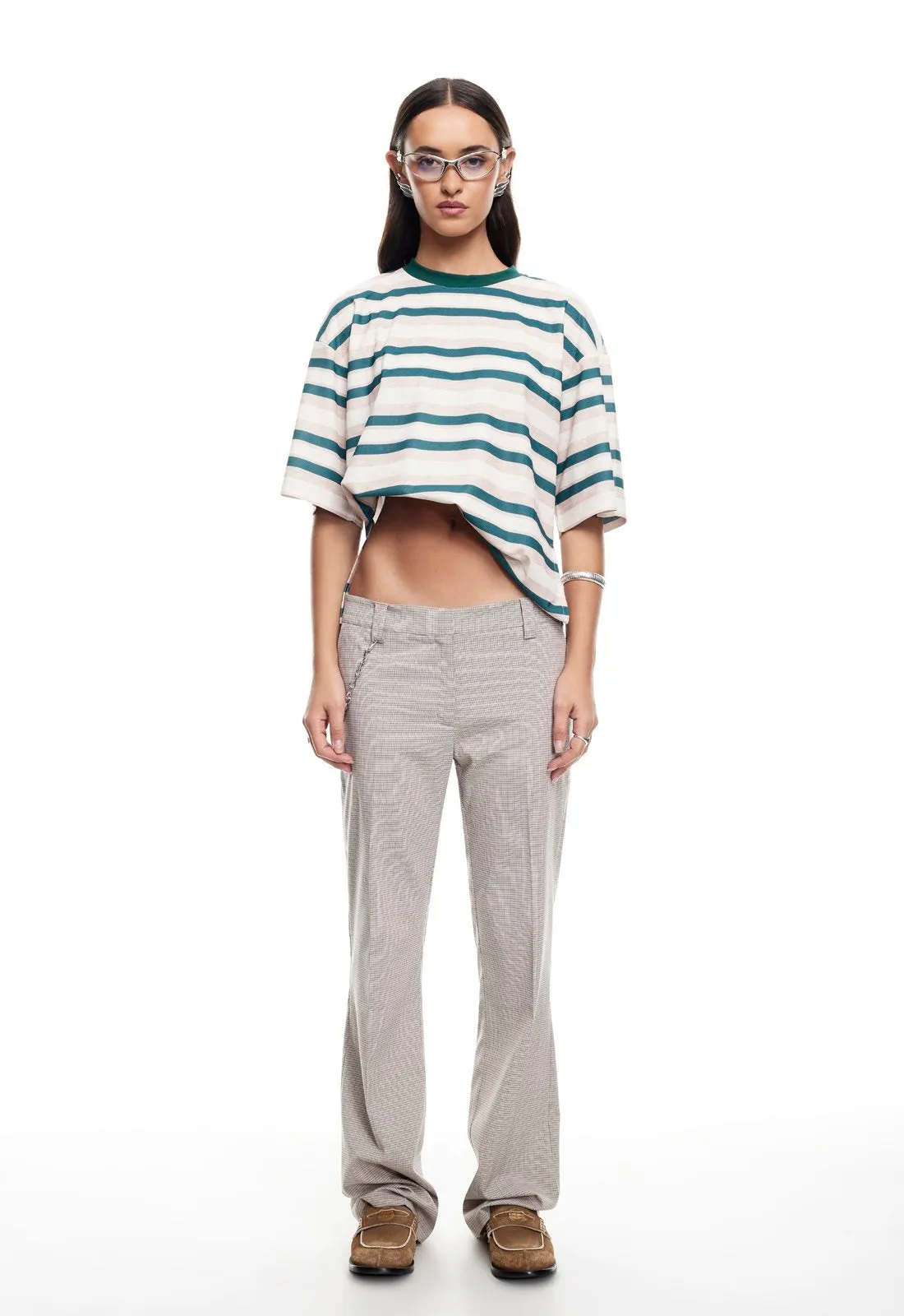 EMERGING TEE - GREEN STRIPE sold by Lioness