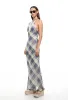 SHORELINE MAXI DRESS - BLUE CHECK sold by Lioness