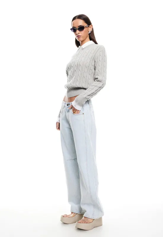 COASTAL CABLE KNIT - CLOUD sold by Lioness