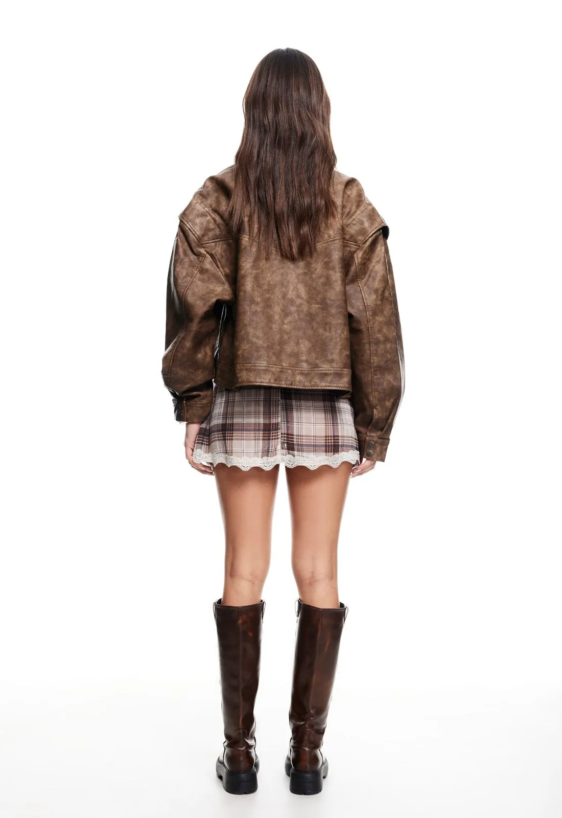 STARS ALIGN MINI DRESS - TAN PLAID sold by Lioness product image thumbnail 5