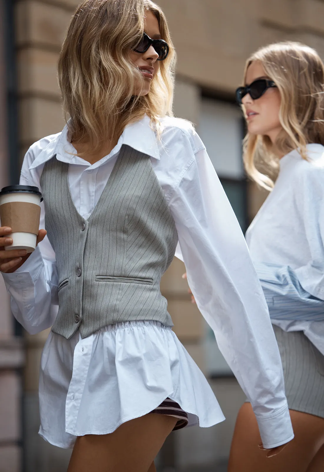 RENEWAL HALTER TOP - ASH STRIPE sold by Lioness