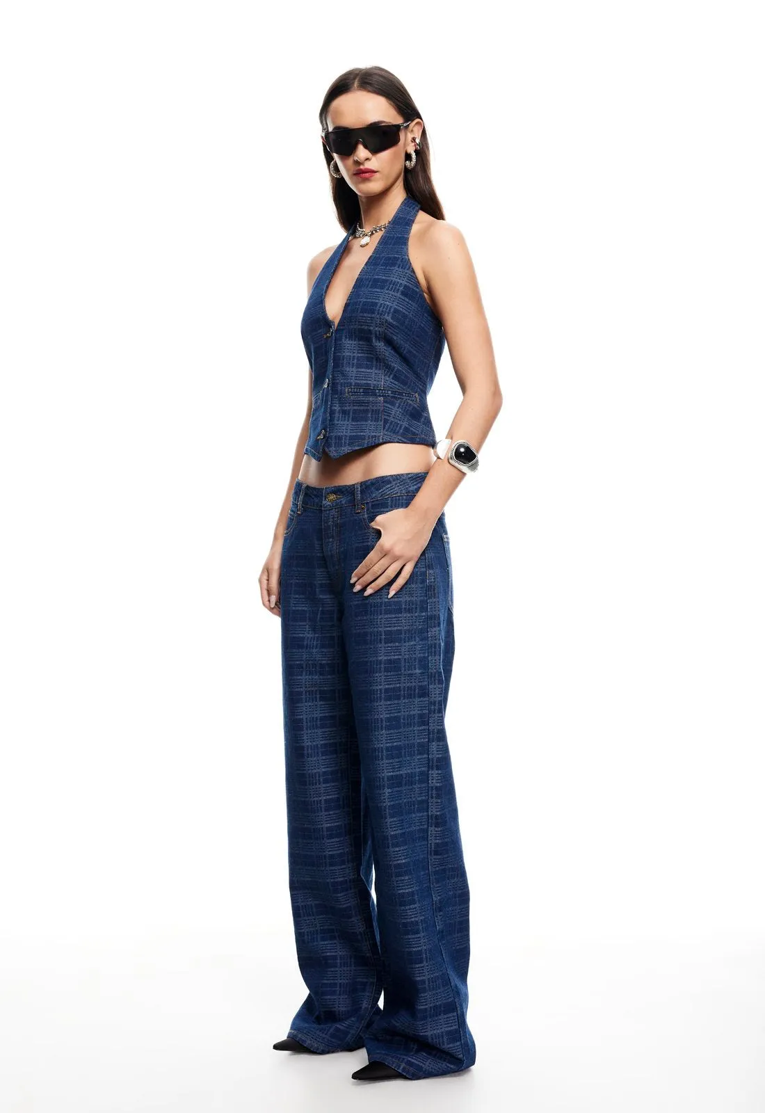 TOP MODEL JEAN - INDIGO PLAID sold by Lioness