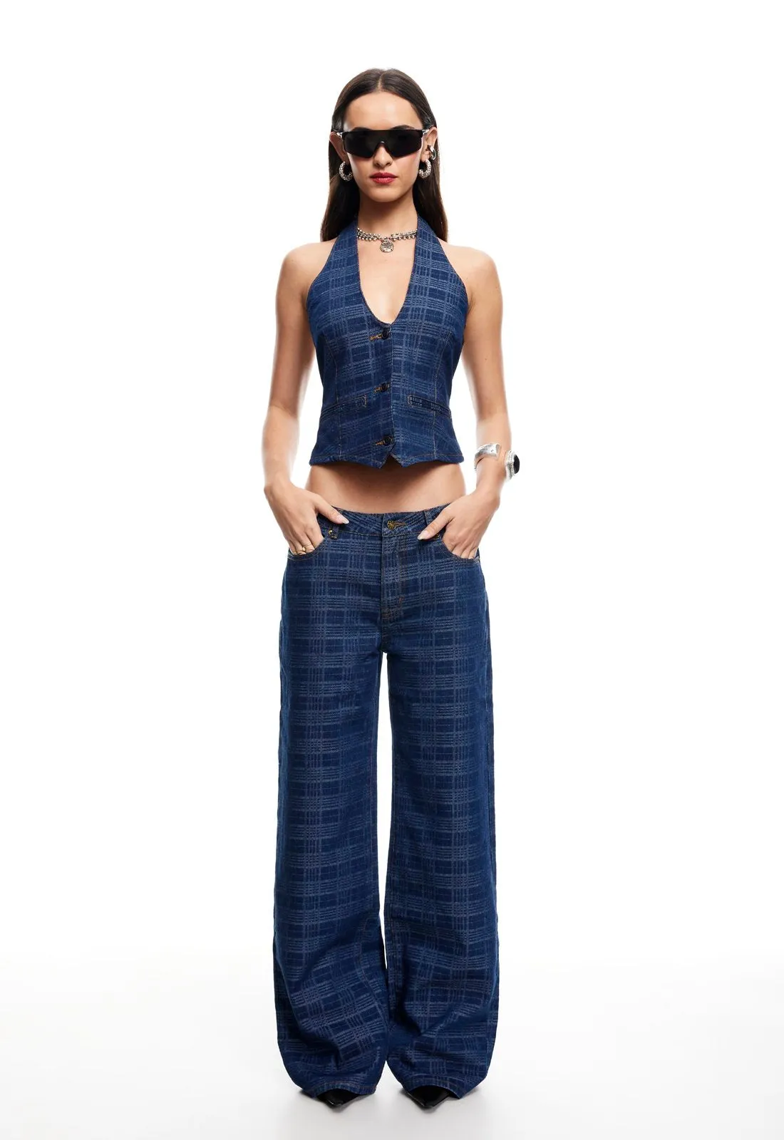 TOP MODEL JEAN - INDIGO PLAID sold by Lioness product image thumbnail 2