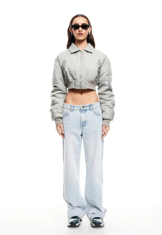 ESSENTIAL CROPPED BOMBER - MATCHA sold by Lioness