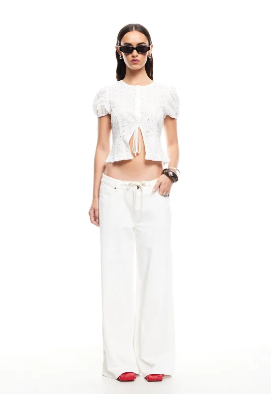 BARDOT TOP - PORCELAIN sold by Lioness