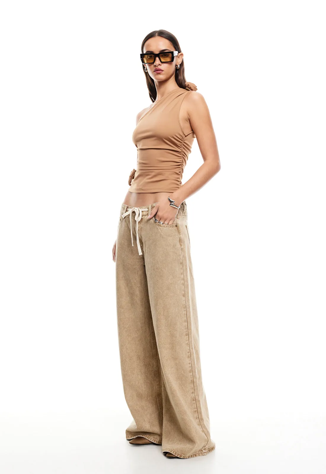 RENDEZVOUS ONE SHOULDER TOP - CAMEL sold by Lioness product image thumbnail 2