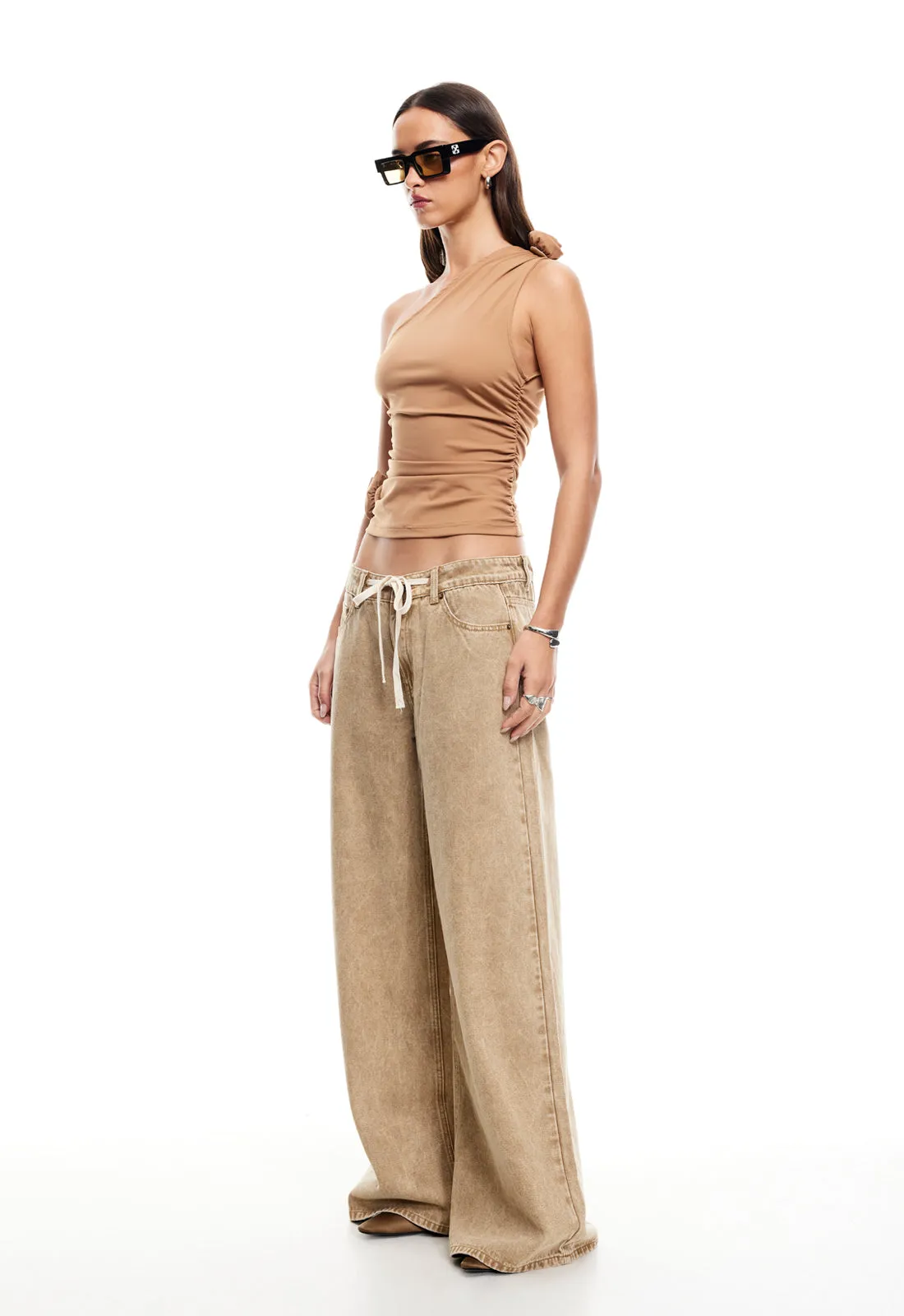 RENDEZVOUS ONE SHOULDER TOP - CAMEL sold by Lioness product image thumbnail 3