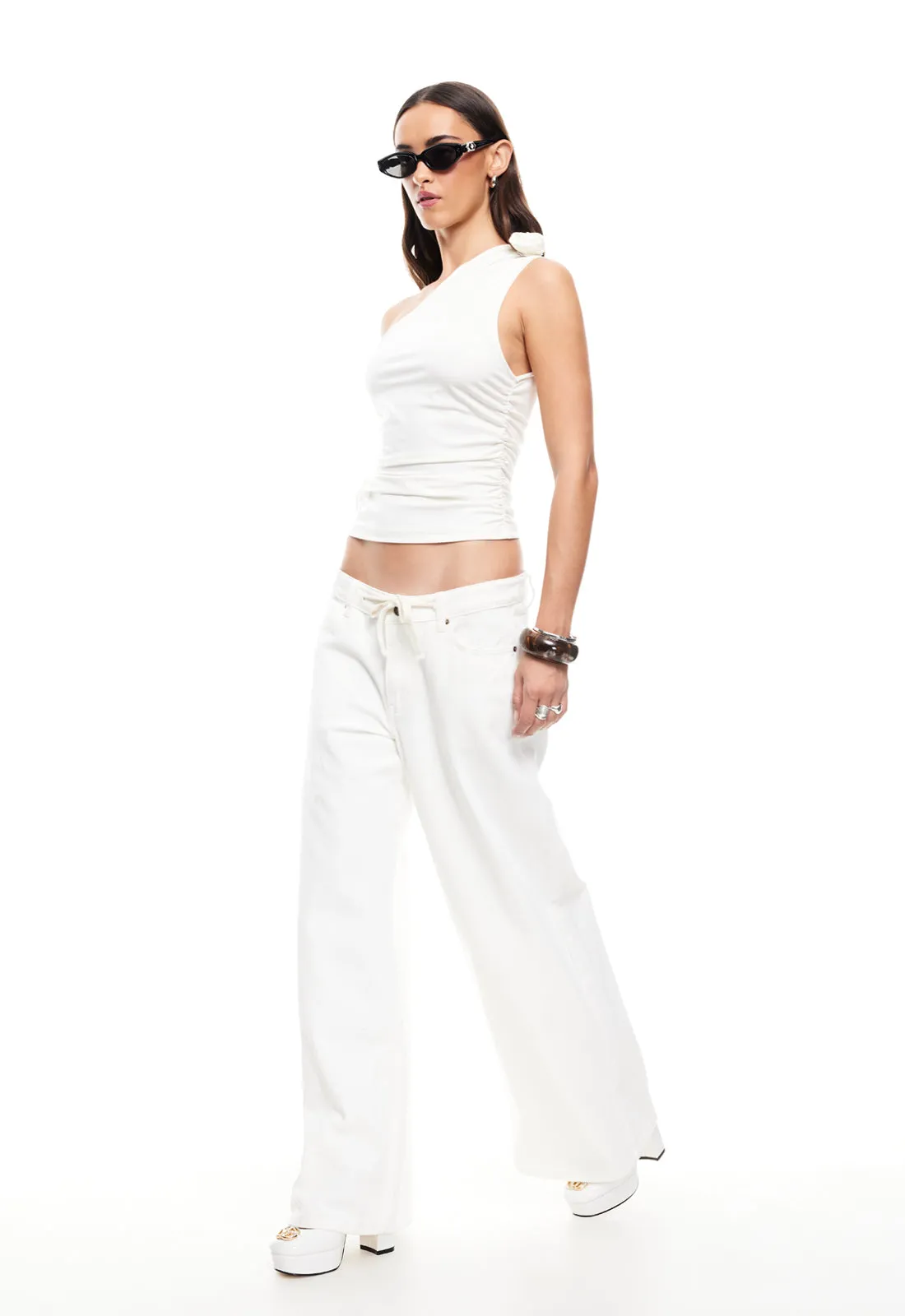 RENDEZVOUS ONE SHOULDER TOP - PORCELAIN sold by Lioness product image thumbnail 2