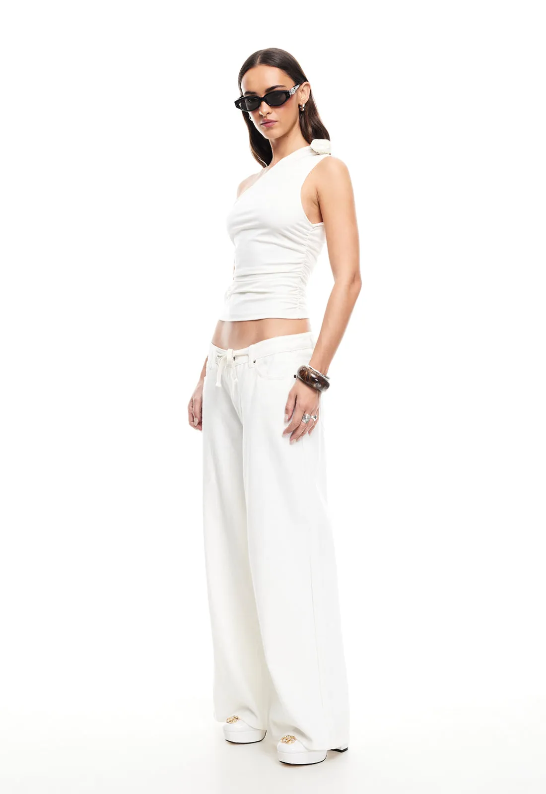 RENDEZVOUS ONE SHOULDER TOP - PORCELAIN sold by Lioness product image thumbnail 3
