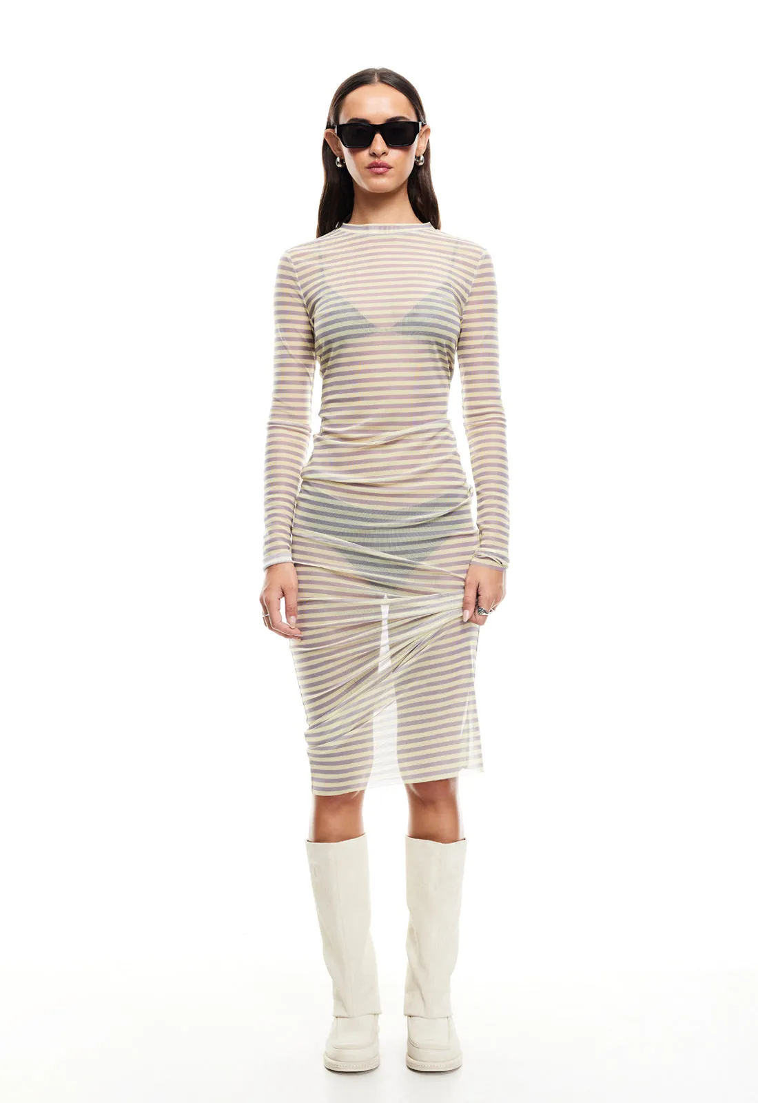 MIDNIGHT MAXI DRESS - GREY STRIPE sold by Lioness product image thumbnail 2