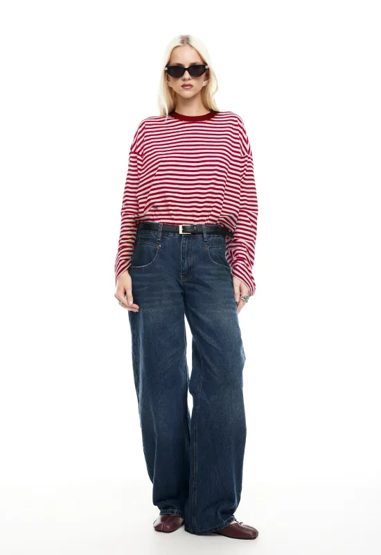 BLOOM LONG SLEEVE - WINE STRIPE sold by Lioness