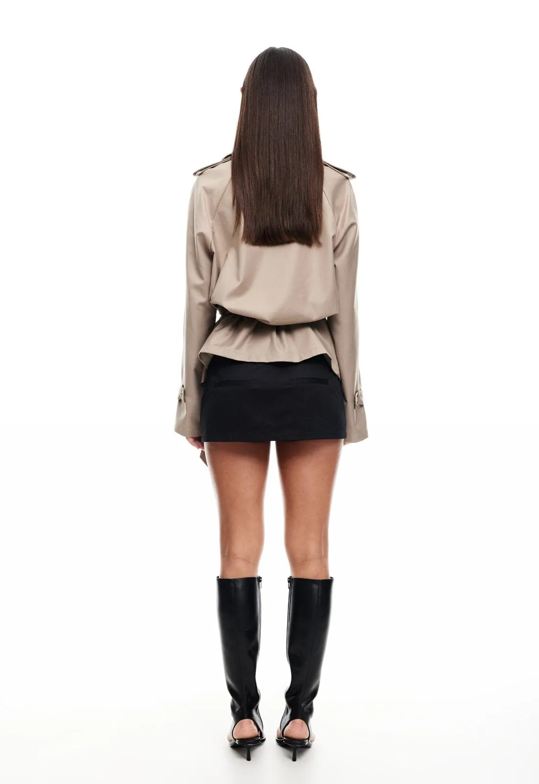 CROPPED TRENCHEROUS COAT - MUSHROOM sold by Lioness product image thumbnail 4