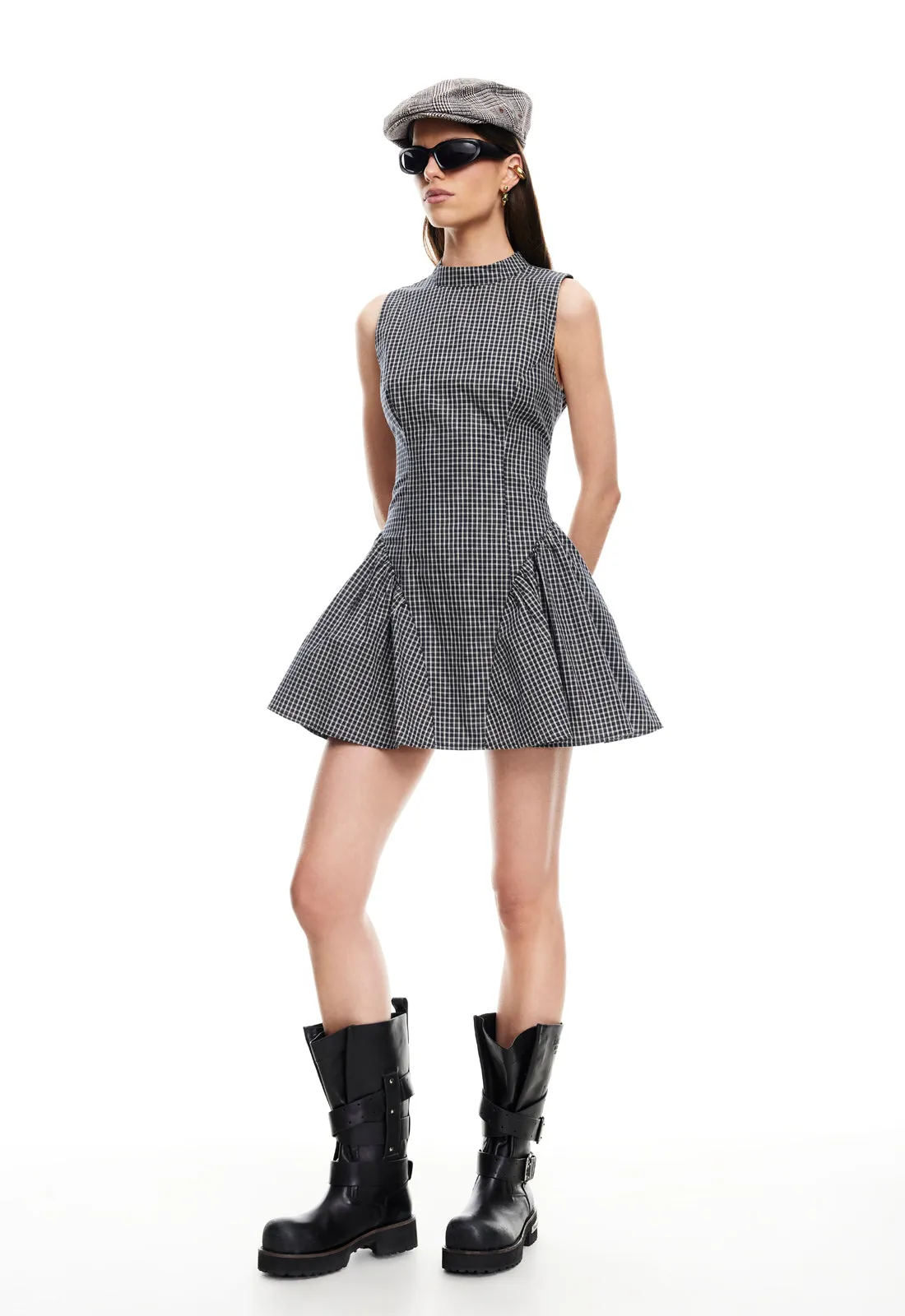 CHELSEA MINI DRESS - NOIR CHECK sold by Lioness product image thumbnail 3