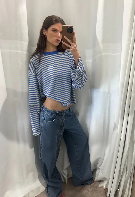 BLOOM LONG SLEEVE - MICKEY BLUE STRIPE sold by Lioness