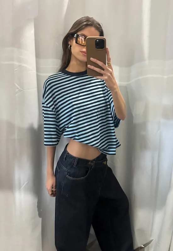 BLOOM SHORT SLEEVE - NAVY SEA STRIPE sold by Lioness