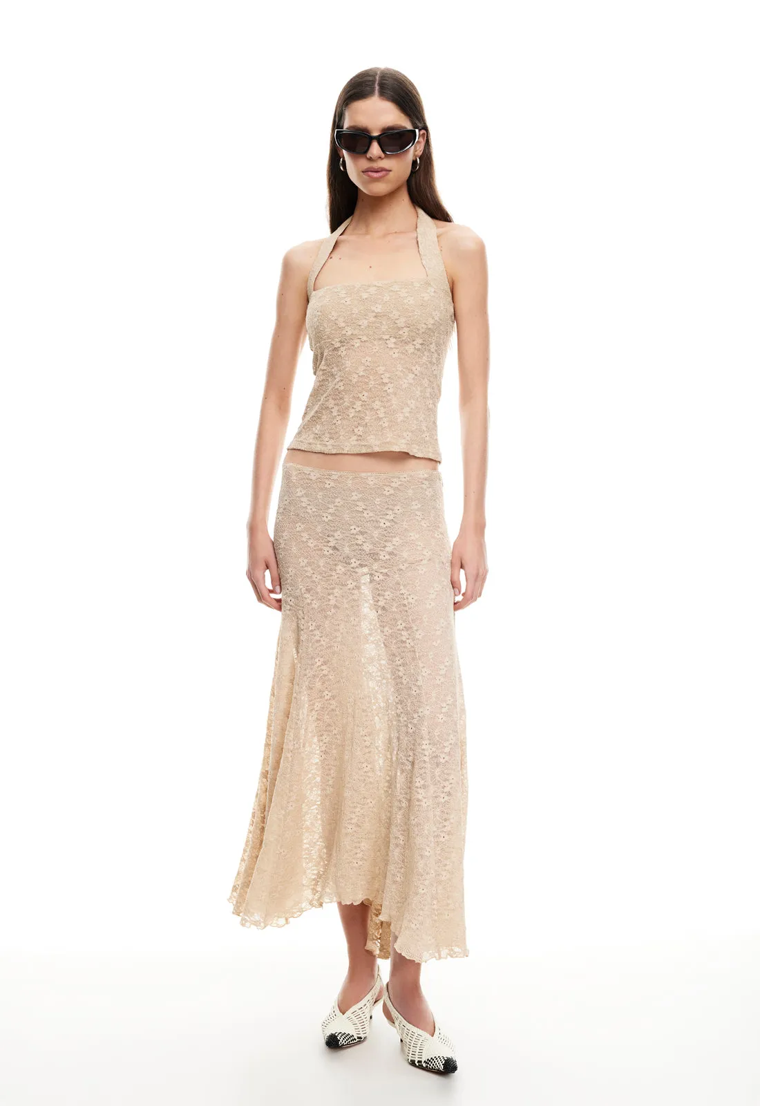 IN BLOOM LACE MIDI SKIRT - TAUPE sold by Lioness product image thumbnail 2