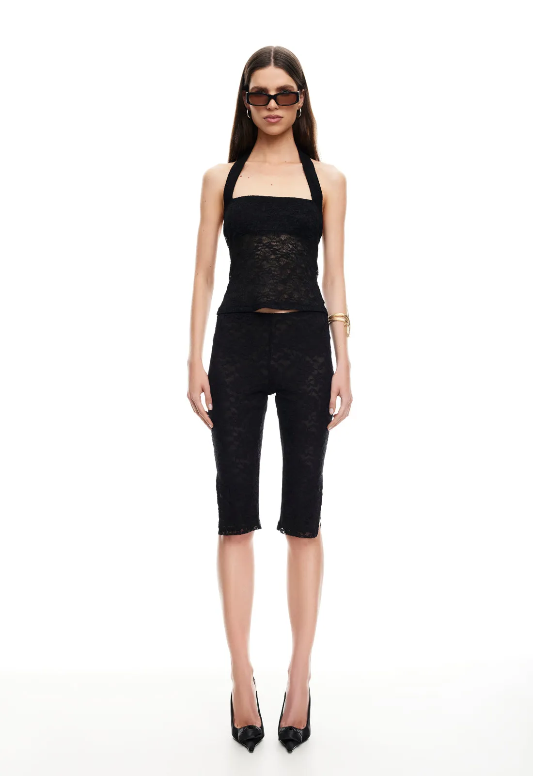 PALISADES HALTER TOP - NOIR sold by Lioness