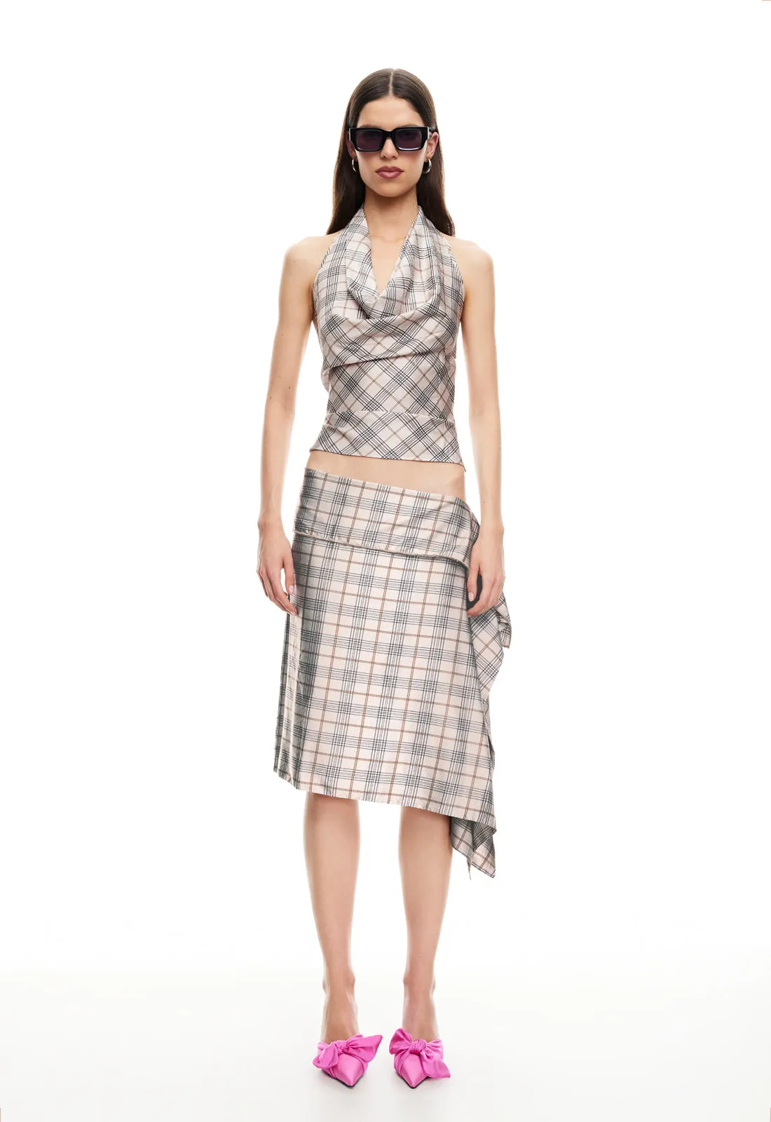 ALLURE MIDI SKIRT - BEIGE PLAID sold by Lioness product image thumbnail 3
