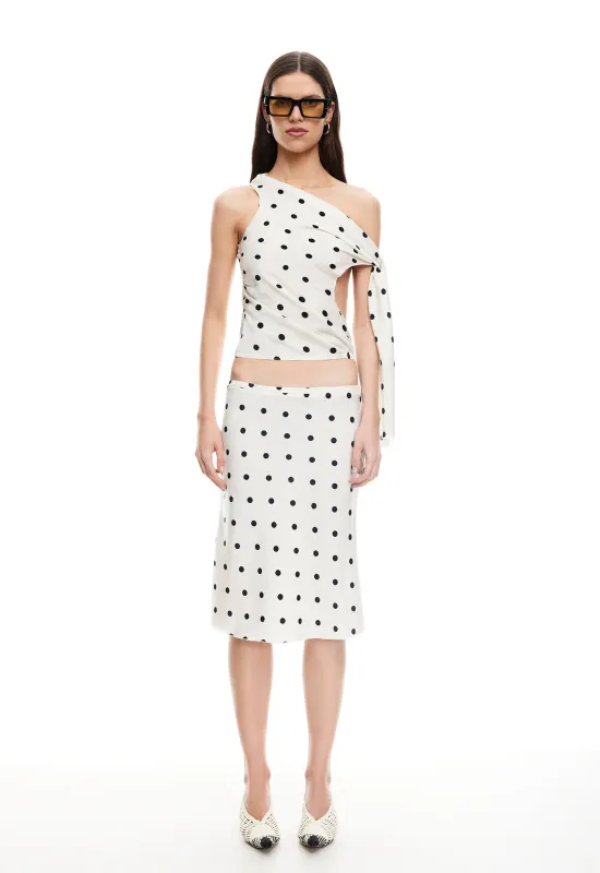 SHORELINE MIDI SKIRT - CREAM POLKA sold by Lioness