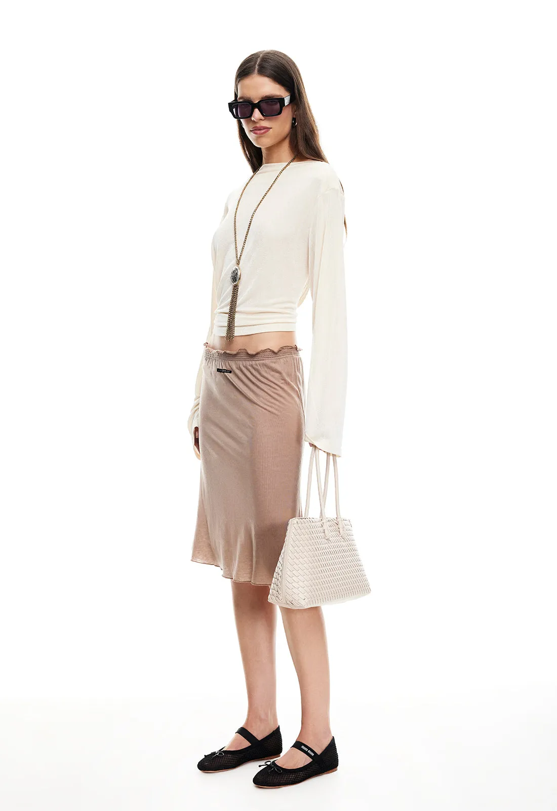 SIREN MIDI SKIRT - TAUPE sold by Lioness product image thumbnail 4