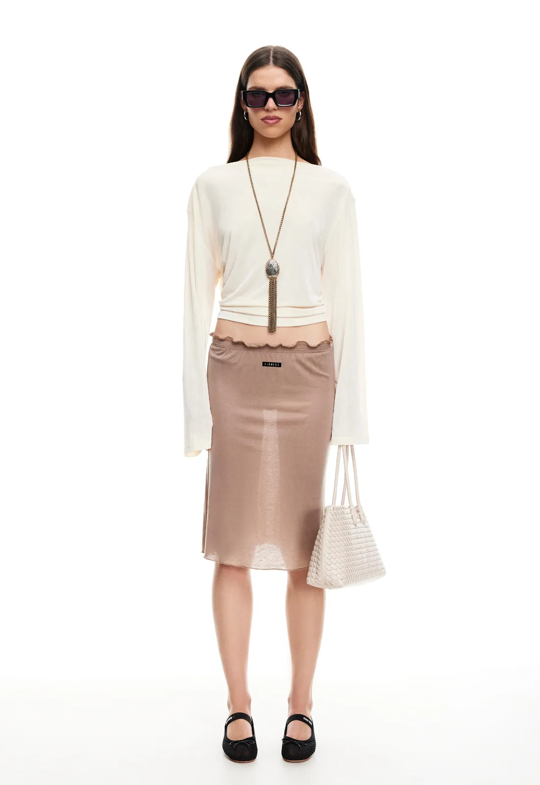 SIREN MIDI SKIRT - TAUPE sold by Lioness