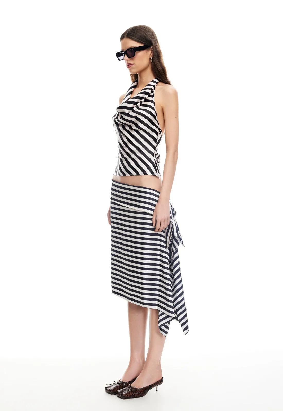 ALLURE MIDI SKIRT - NOIR STRIPE sold by Lioness product image thumbnail 4