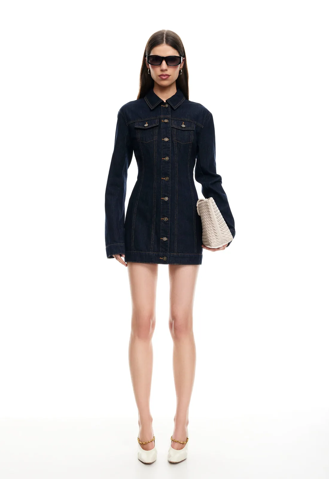 RIDER DENIM MINI DRESS - DARK DENIM sold by Lioness product image thumbnail 3