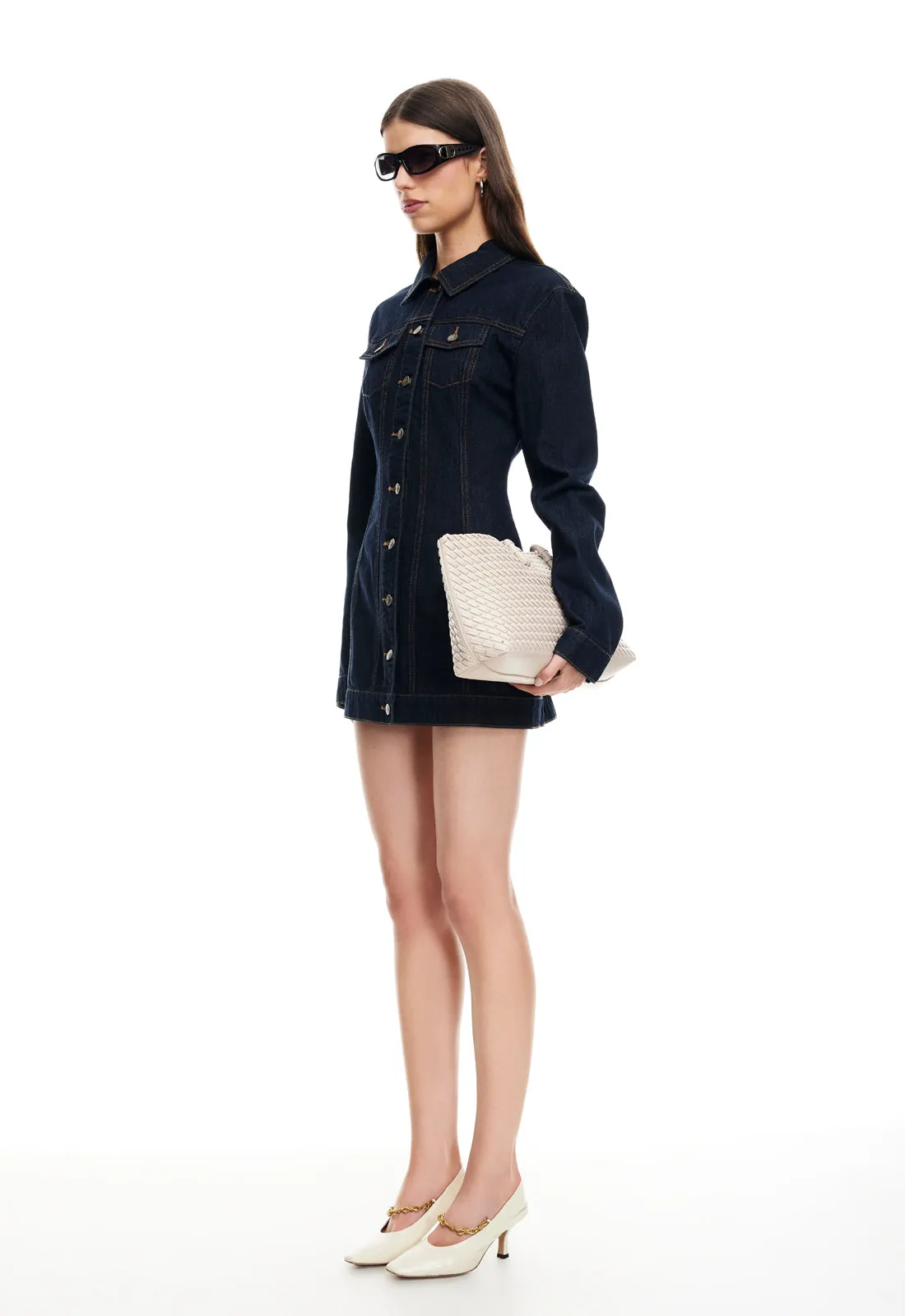 RIDER DENIM MINI DRESS - DARK DENIM sold by Lioness product image thumbnail 4