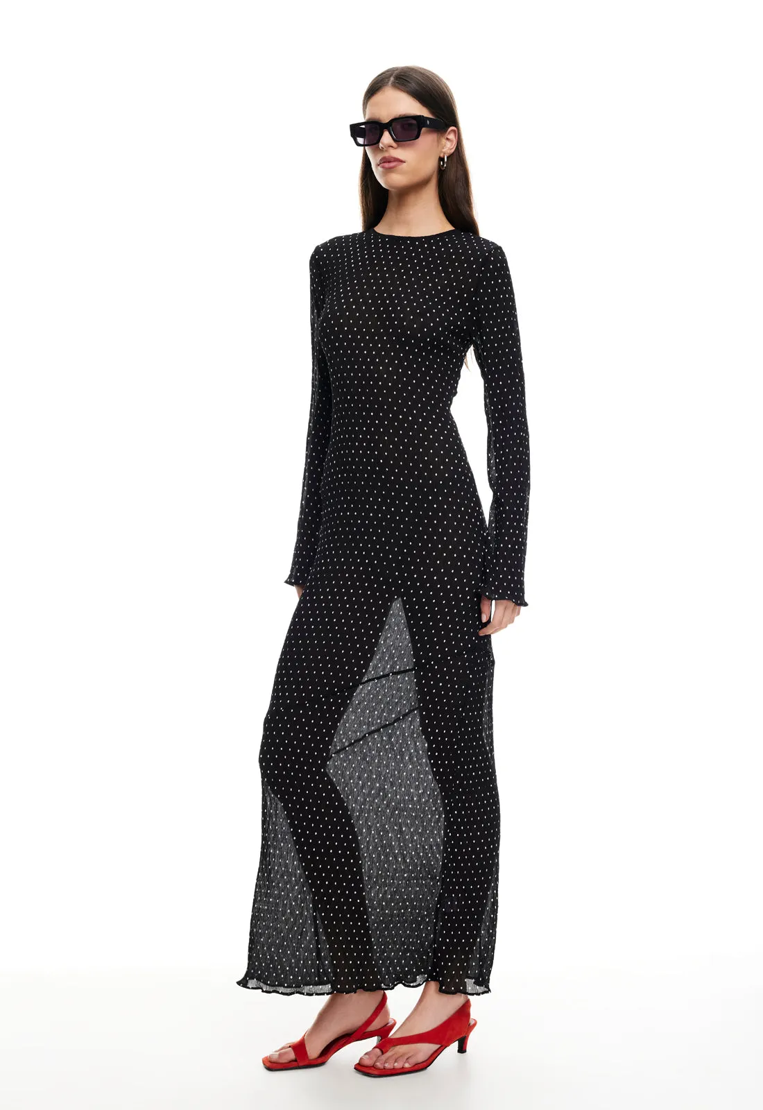 HAVEN MAXI DRESS - NOIR POLKA sold by Lioness product image thumbnail 3