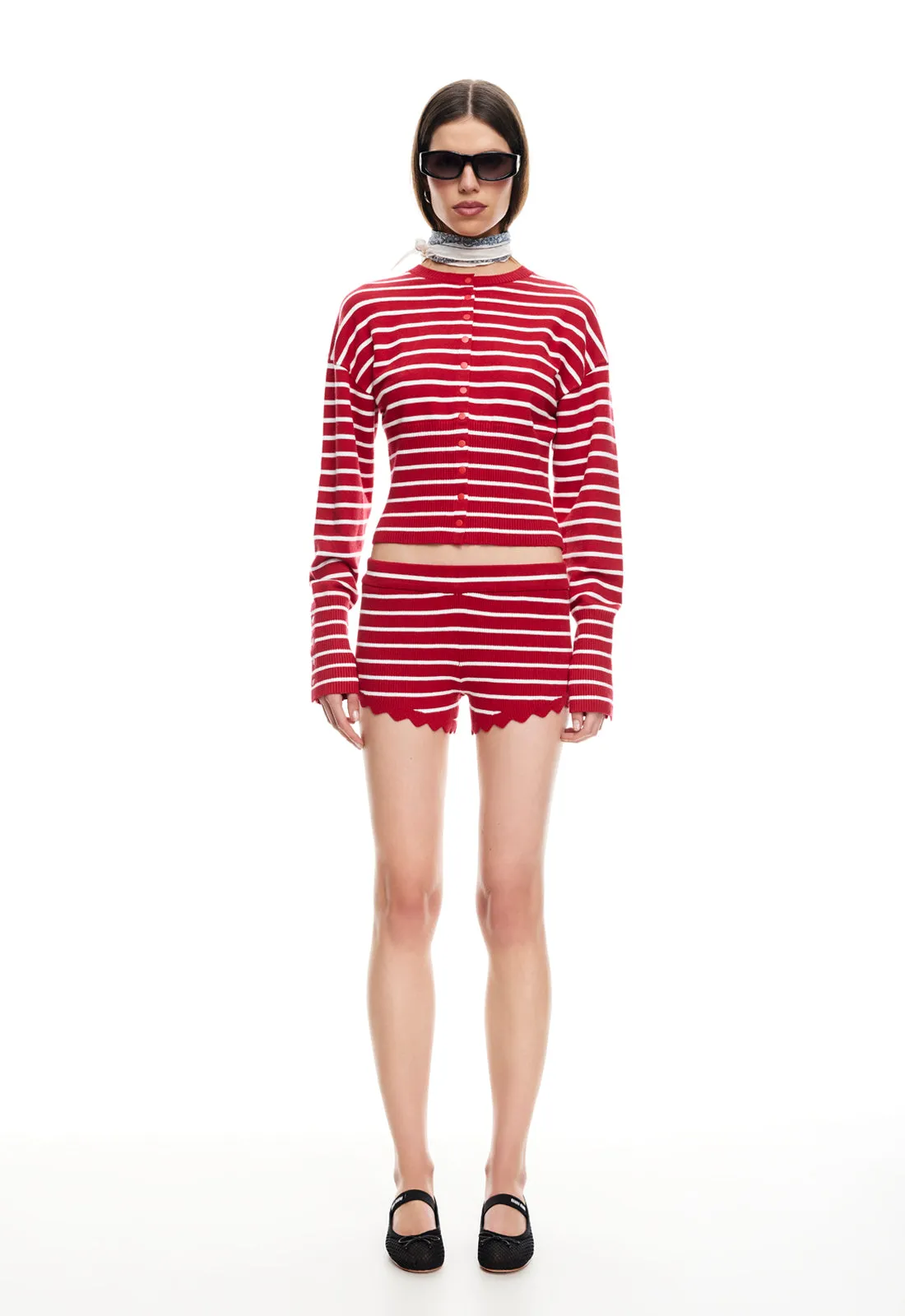 DOLLHOUSE KNIT SHORT - CRIMSON STRIPE sold by Lioness product image thumbnail 3