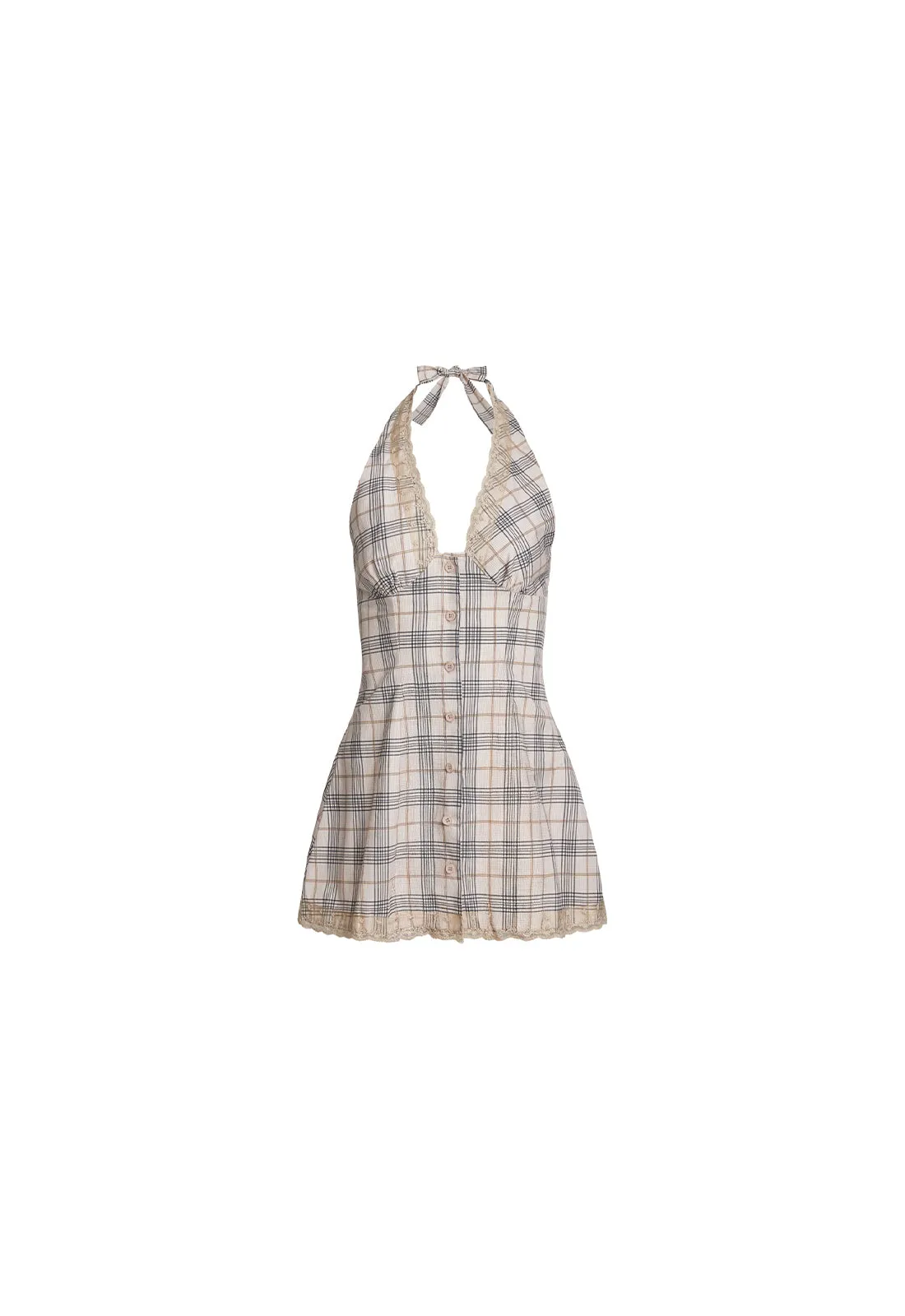 CHARMED MINI DRESS - BEIGE PLAID sold by Lioness product image thumbnail 2