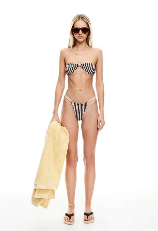 BLOOM BIKINI TOP - BEIGE STRIPE sold by Lioness