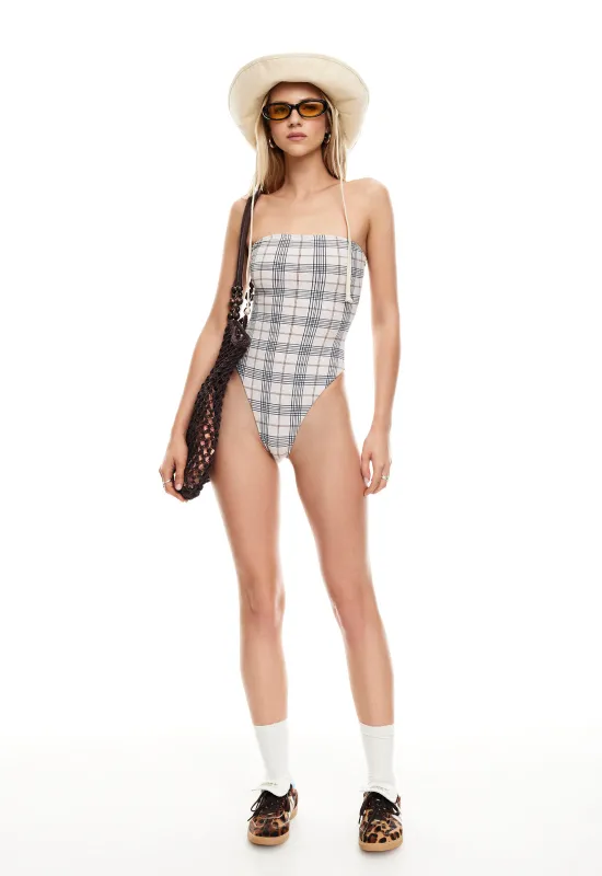 GIGI ONE PIECE - BEIGE PLAID sold by Lioness