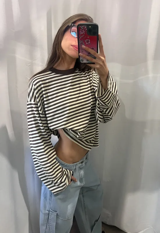 BLOOM LONG SLEEVE - DARK CHOCOLATE STRIPE sold by Lioness