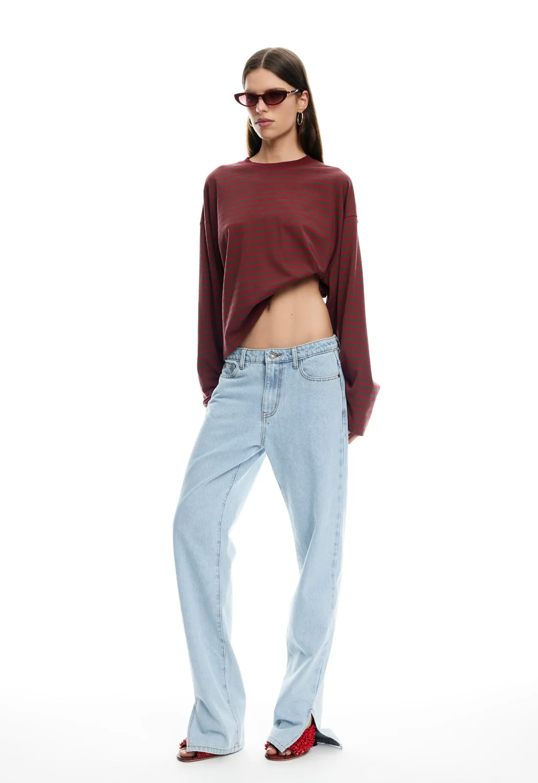 BLOOM LONG SLEEVE - CHOCOLATE WINE STRIPE sold by Lioness product image thumbnail 4