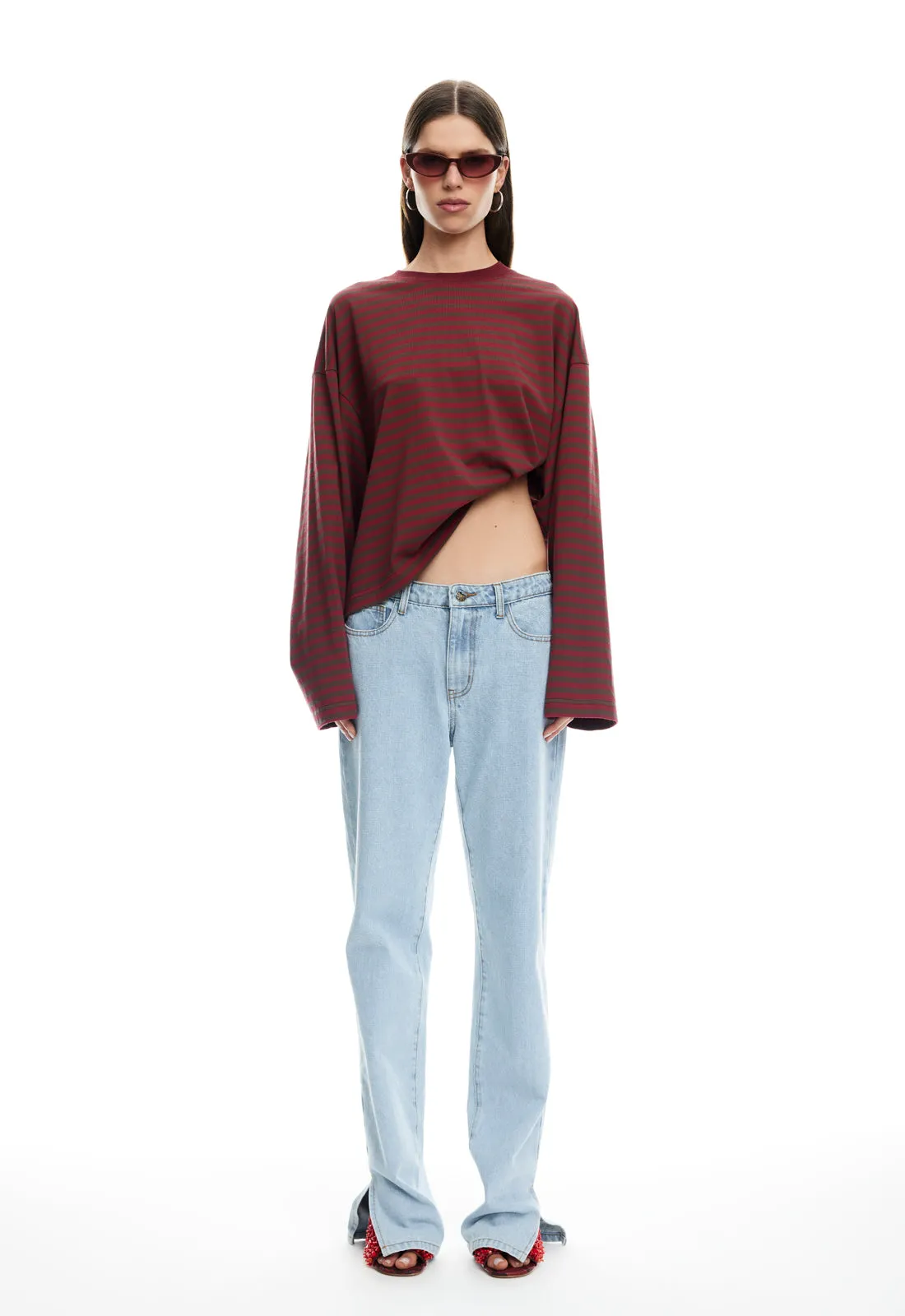 BLOOM LONG SLEEVE - CHOCOLATE WINE STRIPE sold by Lioness product image thumbnail 2