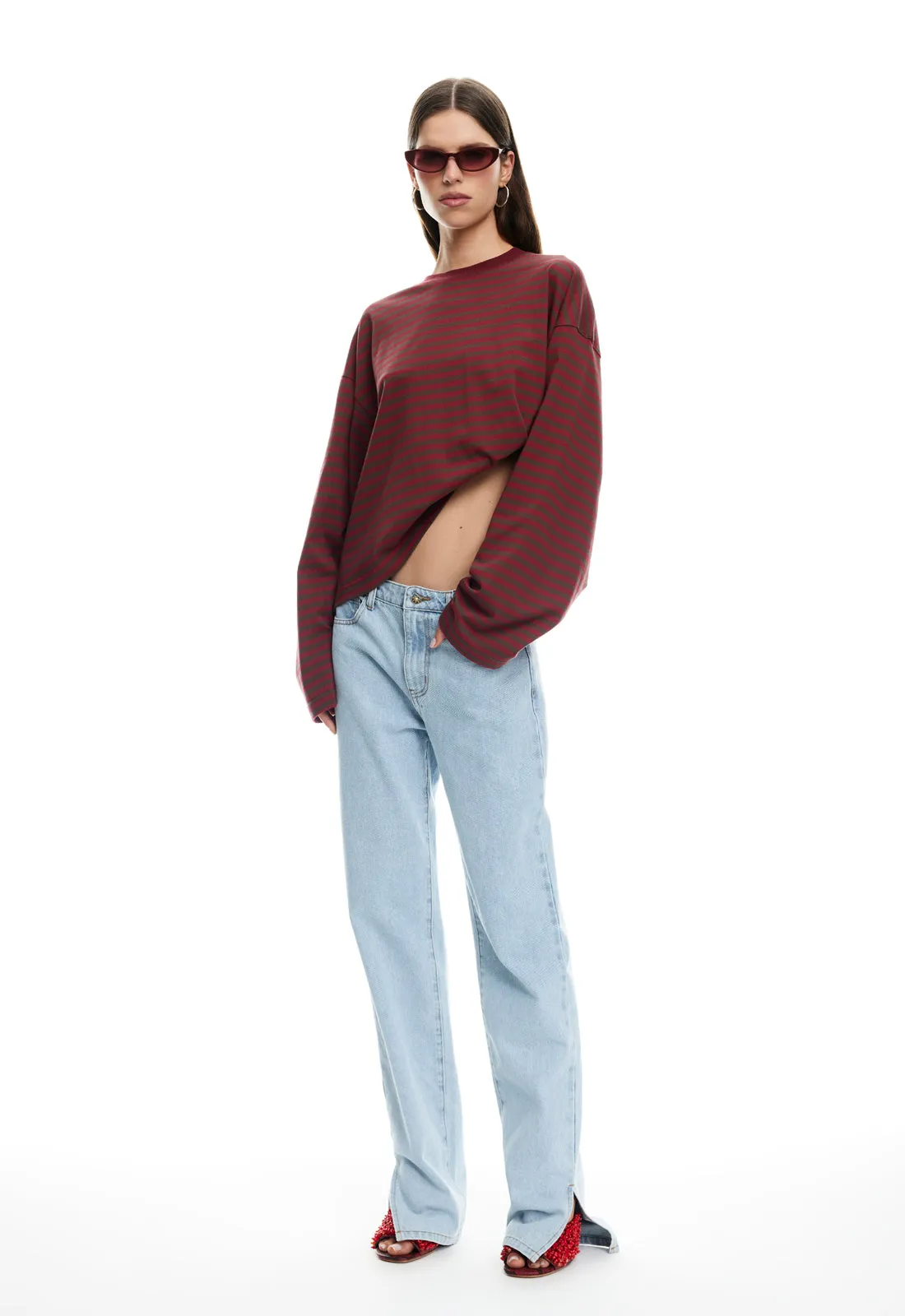 BLOOM LONG SLEEVE - CHOCOLATE WINE STRIPE sold by Lioness product image thumbnail 3