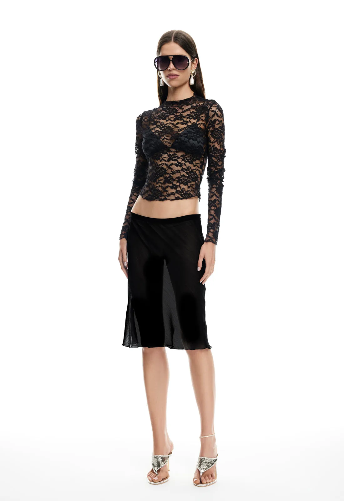 SHORELINE MIDI SKIRT - OBISDIAN sold by Lioness product image thumbnail 2