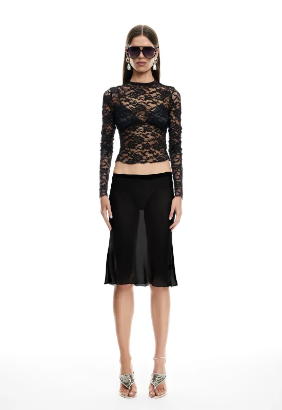 SHORELINE MIDI SKIRT - OBISDIAN sold by Lioness