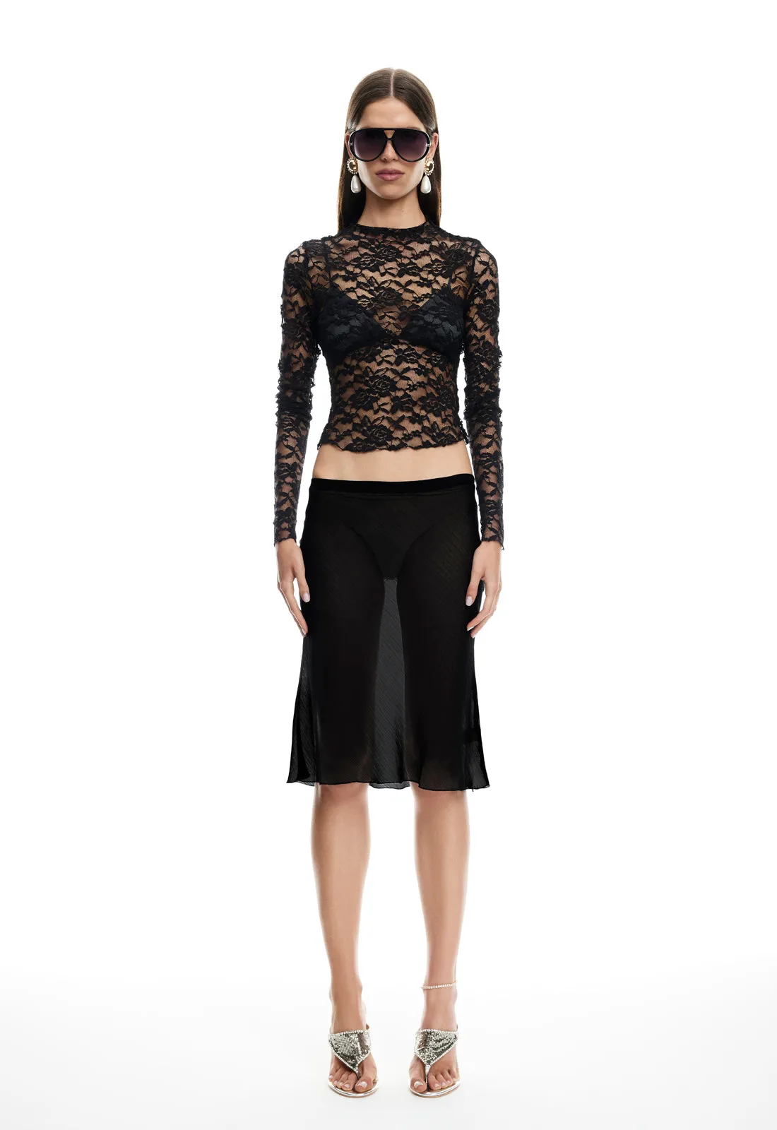 SHORELINE MIDI SKIRT - OBISDIAN sold by Lioness